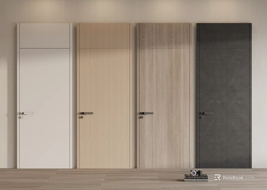 Modern Hinged Doors With Multiple Neutral And Wooden Color Tones For Interior 3d model 