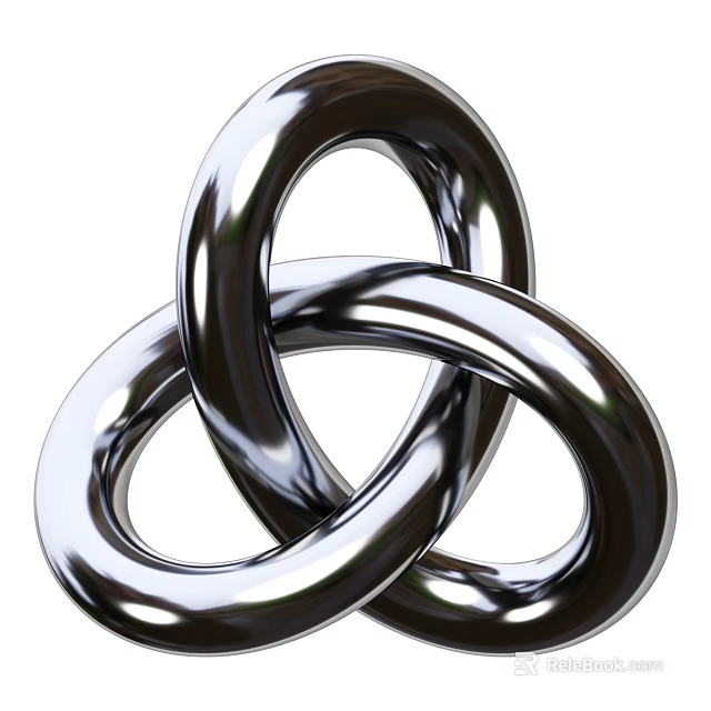 Modern Metallic Decorative Ornament Set With Intertwined Rings And Polished Geometric Design For Home Decor 3d model 