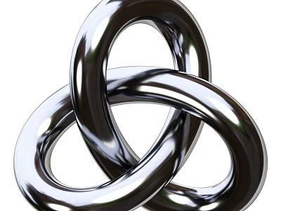 Modern Metallic Decorative Ornament Set With Intertwined Rings And Polished Geometric Design For Home Decor 3d model