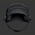 Weapon Helmet 3D Model with Blue Exterior Red Visor and Military Worn Texture
