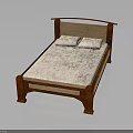Cozy Wooden Bed Frame With Two Pillows And Light Mattress For Multiple People