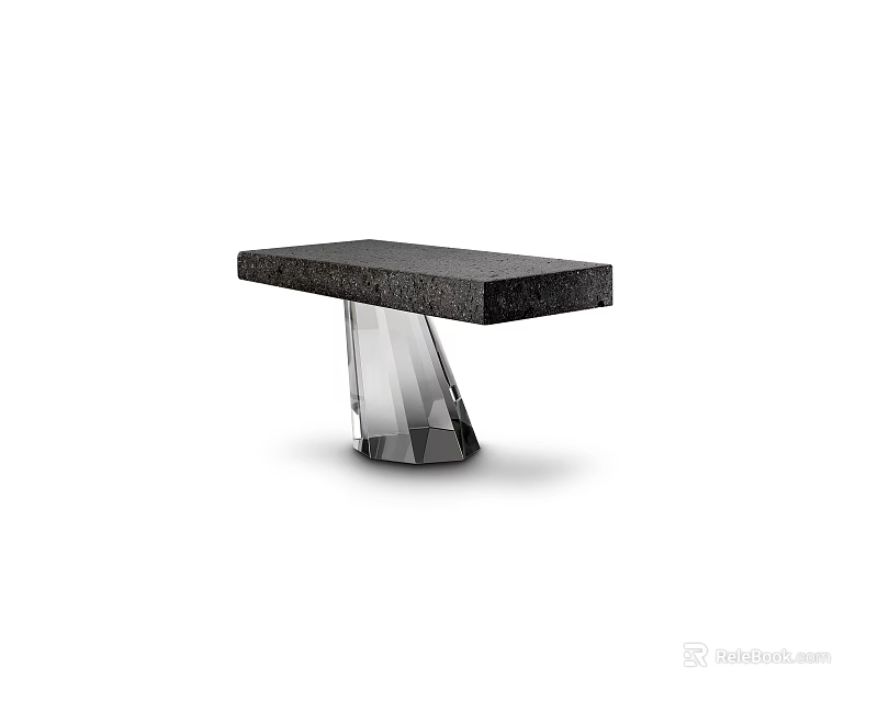 Modern Black Table Lamp With Transparent Polyhedral Crystal Base For Modern Home Decor 3d model