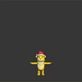 Cute Yellow Spotted Doll with Red Santa Hat White Beard and Outstretched Arms