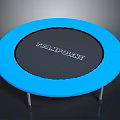 Blue Round Trampoline with Black Jumping Surface and Metal Frame Support 3d model