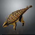 3D Animated Orange Armored Dinosaur Character Model With Spiked Back