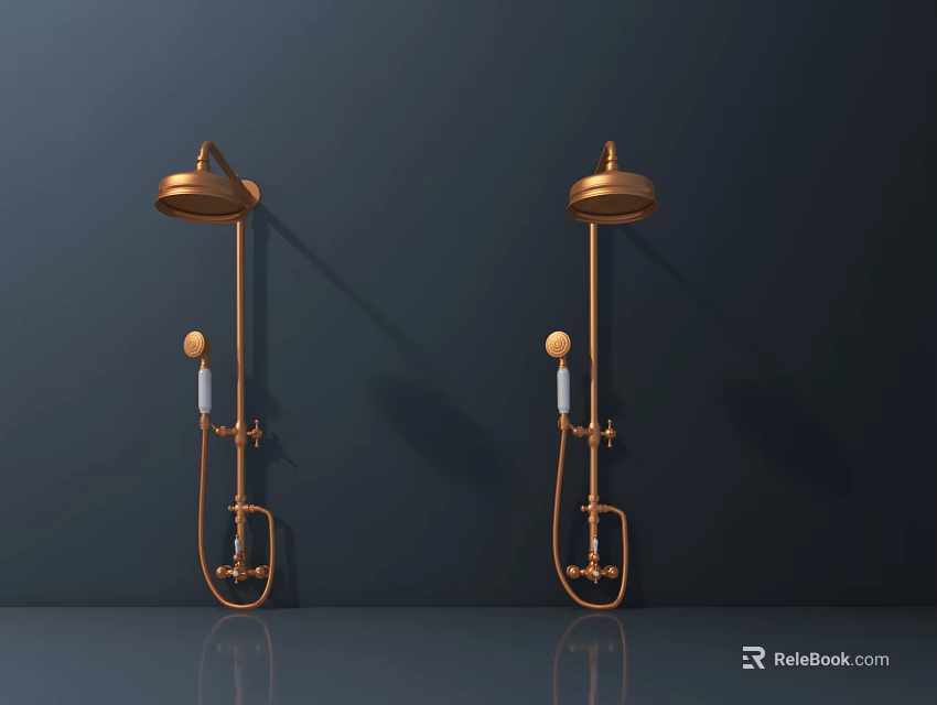 Brass Shower Fixtures Wall Mounted Double Units with Handheld Sprayers Modern Design 3d model 
