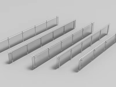 Modern Glass And Metal Railings Design 3d model