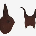 Brown Horned Hat With Curved Horns And Textured Faux Leather Design