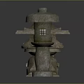 Outdoor Lights Japanese Style Stone Lanterns with Various Designs Traditional Roofs Some Lit for Garden