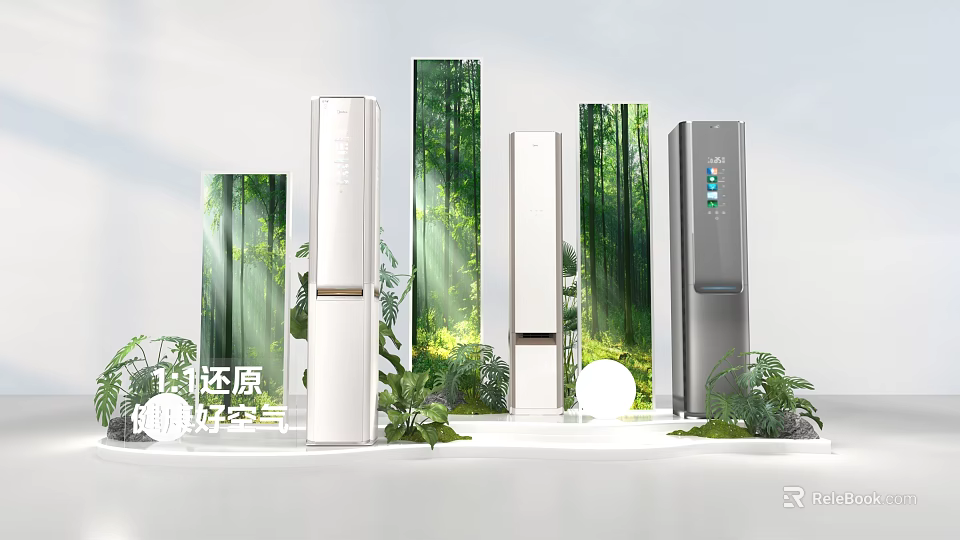 Interactive Area Air Purifiers With Green Forest Design For Fresh Air 3d model 