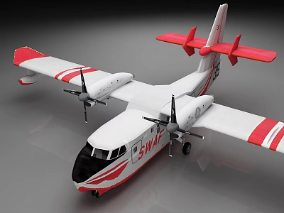 Red And White Twin Engine Airplane Model With Propellers And Wings 3d model Red And White Twin Engine Airplane Model With Propellers And Wings 3d model