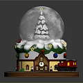 Festive Snow Globe Decor With Christmas Tree Small House Train Clock And Stars