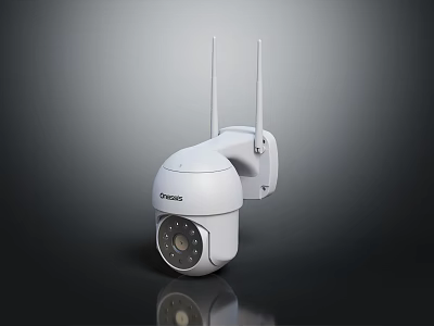 Dahua White Wireless Dome Shaped Surveillance Camera With Dual Antennas Electronic Device 3d model