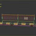 Outdoor Scenic View With Red Railings White Bars And Black Yellow Base