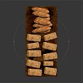 Golden Square Pastries and Twisted Bread Rolls Arranged on Wooden Tray
