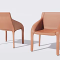 Modern Brown Leather Dining Chairs Featuring Sleek Design And Comfortable Armrests 3d model