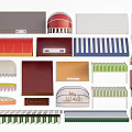 Stylish Outdoor Awnings With Various Designs Colors And Stripe Patterns For Storefronts