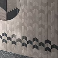 Modern Wall Surface With Geometric Tile Pattern In Gray And Black Tones 3d model