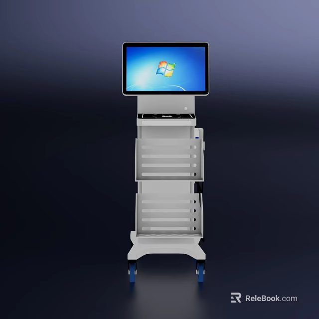 Industrial Equipment Control Station With Touch Screen And Storage Layers For Factory Operations 3d model 
