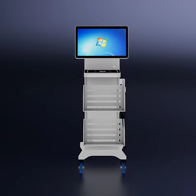 Industrial Equipment Control Station With Touch Screen And Storage Layers For Factory Operations 3d model