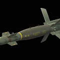 MK 82 Aerial Bomb Military Weapon With Green Body Yellow Ring Tail Fins And Warhead