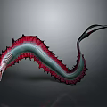 Game Movie Serpent Character With Red Gray Spiked Curved Body And Distinctive Head