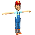 Man in Red Hat Blue Overalls and Orange Boots with Arms Outstretched