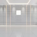 Modern Background Wall with Gray Marble Texture Vertical Light Strips and Square Decor