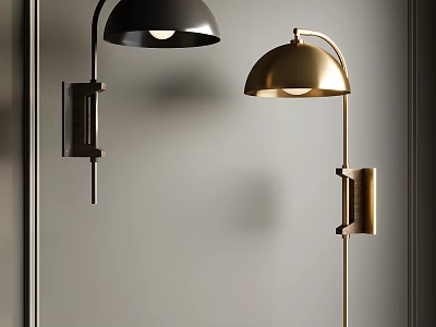 Modern Black and Gold Wall Lamps for Stylish Home Interior Lighting 3d model