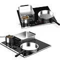 Modern Kitchen Induction Cooktop With Stainless Steel Pots And Frying Pan