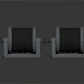 Two Black Industrial Cable Reels With Gray Bases And Metal Frames