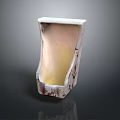Ceramic Decorative Furniture Piece White With Brown Textured Vertical Planter For Home Decoration