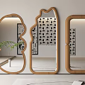 Decorative Wooden Framed Mirrors With Various Shapes For Interior Wall Decor And Plant Accent