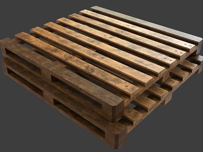 Stacked Wooden Pallets With Industrial Design And Brown Wooden Slats 3d model