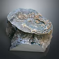 Unique Stump Shaped Wood Stone With Textured Surface And Mushroom Patterns As Decorative Tabletop Piece