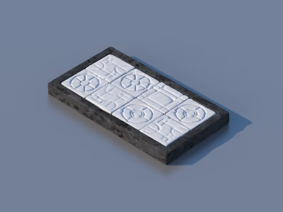 Decorative Square Household Product With Black Border And White Surface Patterns 3d model