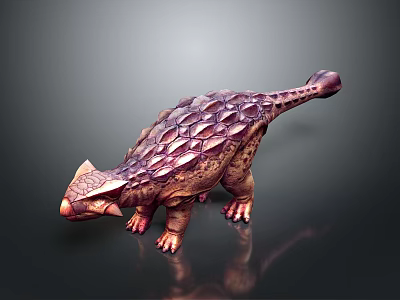 Realistic 3D Armored Dinosaur Model With Scaly Skin Horned Head And Dark Background 3d model