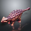Realistic 3D Armored Dinosaur Model With Scaly Skin Horned Head And Dark Background