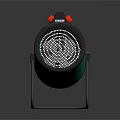 Green Portable Air Cooler Fan With Red Buttons Black Handle And Spiral Grille Stand