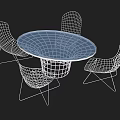 Modern Outdoor Table With Wire Mesh Chairs And Round Metal Frame Design 3d model