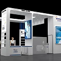 Liyuan Hydraulic Exhibition Booth With Modern White Blue Design Display Screen And Product Shelves