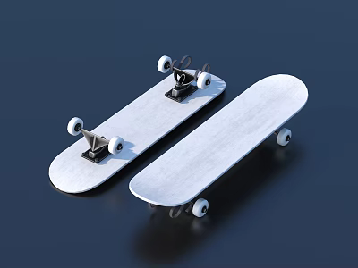 Two Skateboard Sports Equipment With White Deck Black Trucks And Wheels 3d model