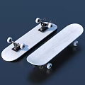 Two Skateboard Sports Equipment With White Deck Black Trucks And Wheels