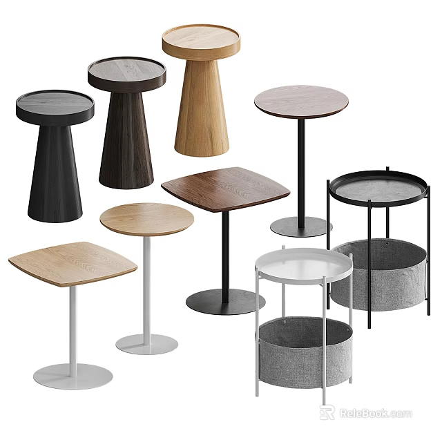 Various Stylish Stools with Different Designs Shapes and Materials Including Wooden Metal and Fabric Seats 3d model 