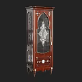 Vintage Wooden Display Cabinet With Glass Door And Ornate Carved Patterns