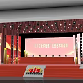 National Work Safety Month Large scale Cultural Gala Stage Scene With Lights And Decorations