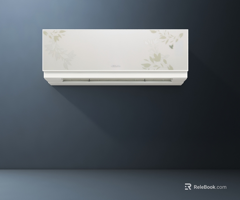 White Wall Mounted Air Conditioner Fan With Floral Pattern And Modern Design 3d model 