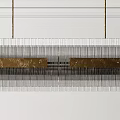 Modern Crystal Chandelier Design With Rectangular Gold Frame And Hanging Crystal Strands 3d model