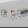 Various Other Desk Chair Sets with Wooden Tops and Metal Legs for School Use
