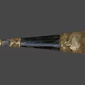 Traditional Handcrafted Musical Horn With Black Body And Golden Carved Patterns